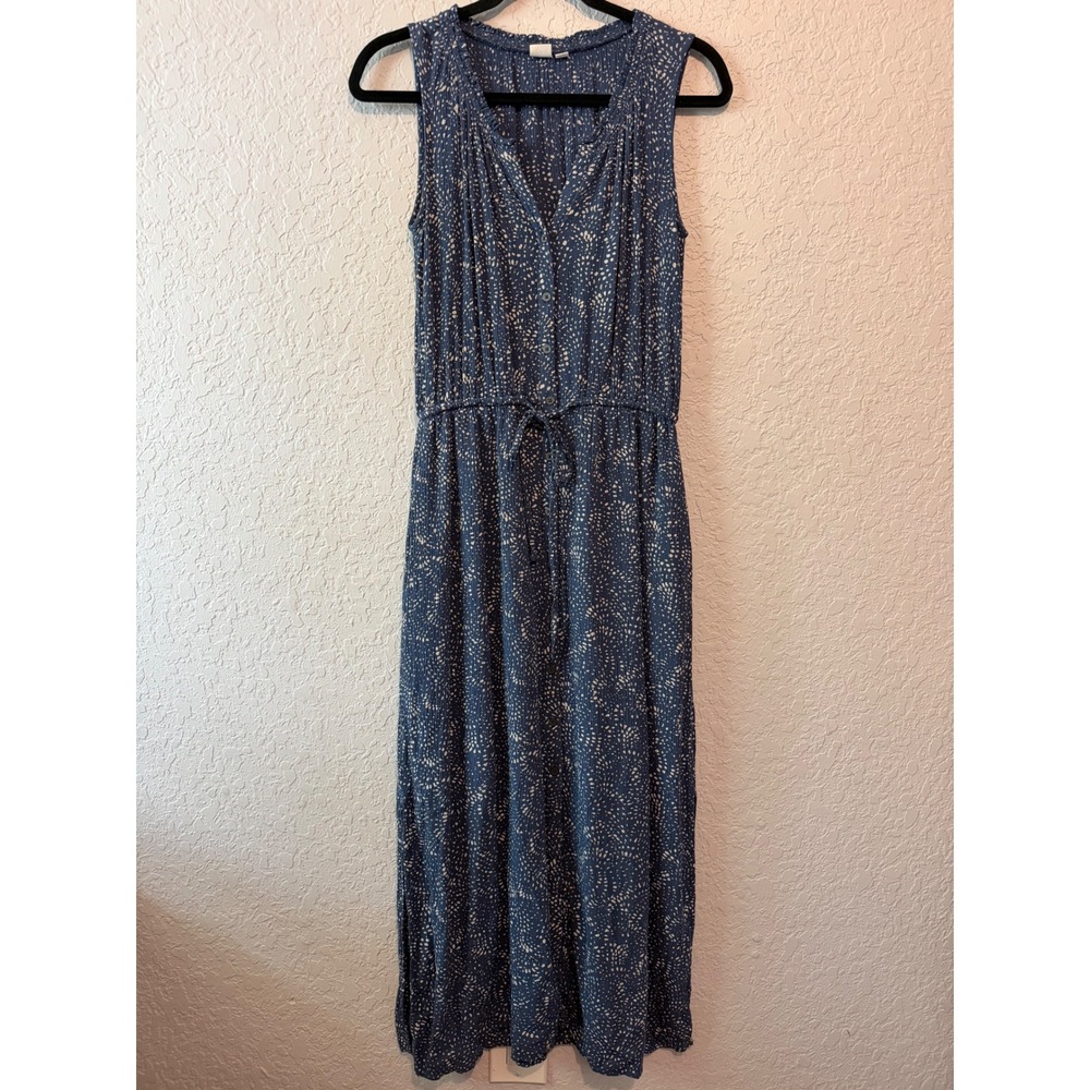 Gap Speckled Sleeveless Midi Dress XS Petite Boho Summer Blue